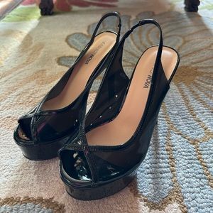 Black Open Toe Pumps